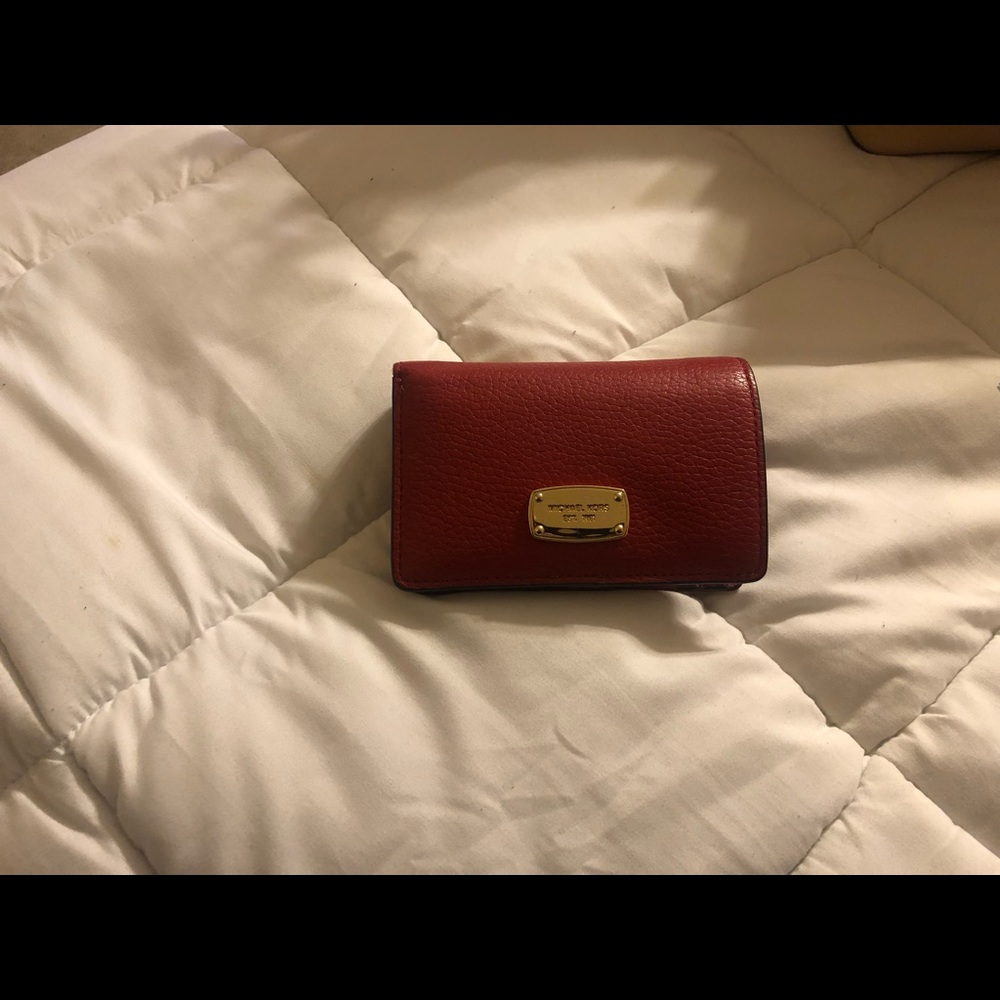 MK red leather wallet like new excellent condition